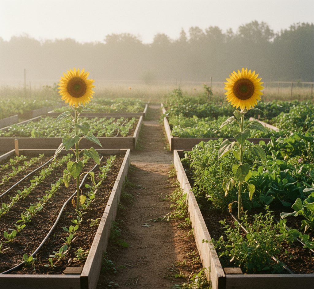 Two maintenance approaches visualized as adjoining garden plots with a common success.